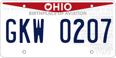 OH license plate GKW0207