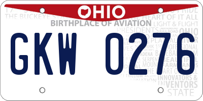 OH license plate GKW0276
