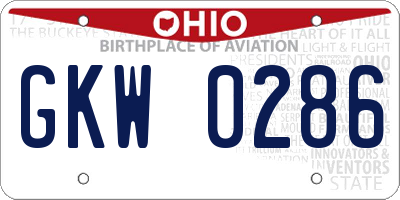 OH license plate GKW0286