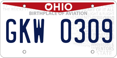 OH license plate GKW0309
