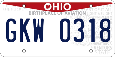 OH license plate GKW0318