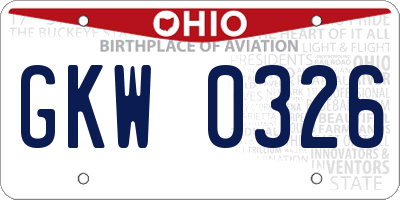 OH license plate GKW0326