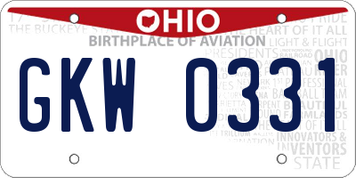 OH license plate GKW0331