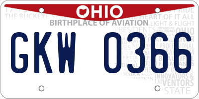 OH license plate GKW0366