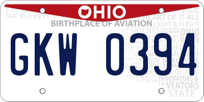 OH license plate GKW0394