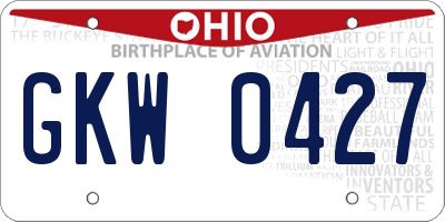 OH license plate GKW0427