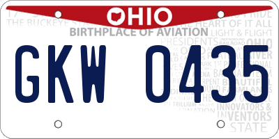 OH license plate GKW0435