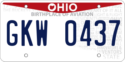 OH license plate GKW0437