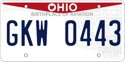 OH license plate GKW0443