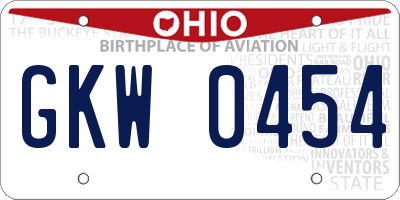 OH license plate GKW0454