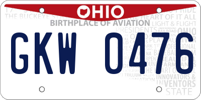 OH license plate GKW0476