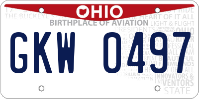 OH license plate GKW0497