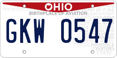 OH license plate GKW0547