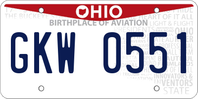 OH license plate GKW0551