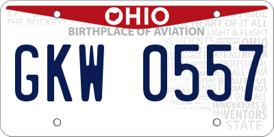 OH license plate GKW0557