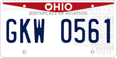 OH license plate GKW0561
