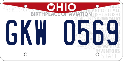 OH license plate GKW0569