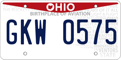 OH license plate GKW0575