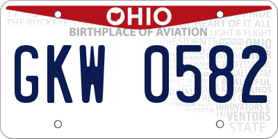 OH license plate GKW0582