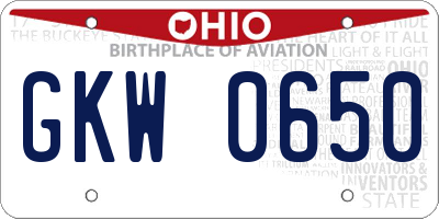 OH license plate GKW0650