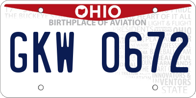 OH license plate GKW0672