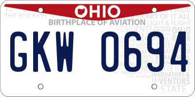 OH license plate GKW0694