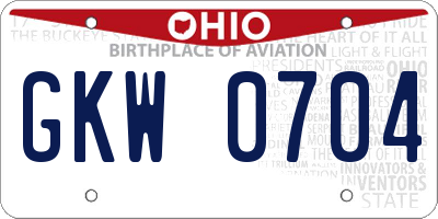 OH license plate GKW0704