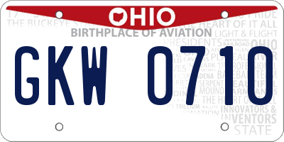 OH license plate GKW0710