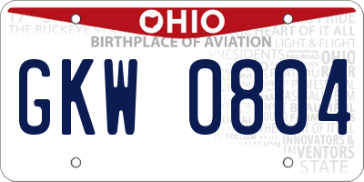 OH license plate GKW0804