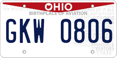 OH license plate GKW0806