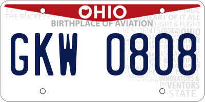 OH license plate GKW0808