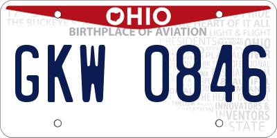 OH license plate GKW0846