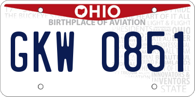 OH license plate GKW0851
