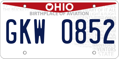 OH license plate GKW0852