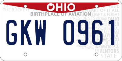 OH license plate GKW0961