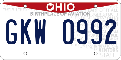 OH license plate GKW0992