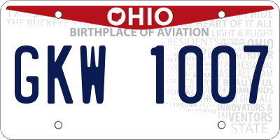 OH license plate GKW1007