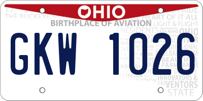 OH license plate GKW1026