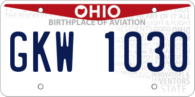 OH license plate GKW1030