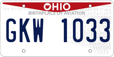 OH license plate GKW1033