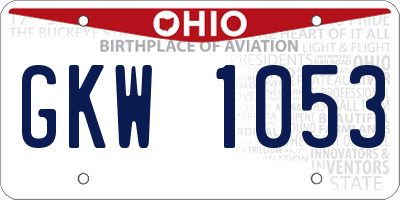 OH license plate GKW1053