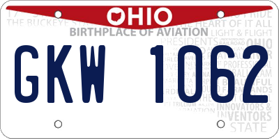 OH license plate GKW1062