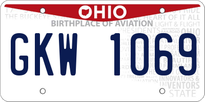 OH license plate GKW1069