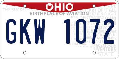 OH license plate GKW1072