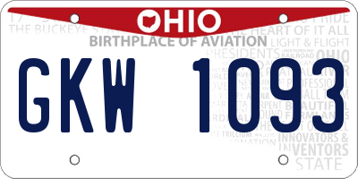 OH license plate GKW1093