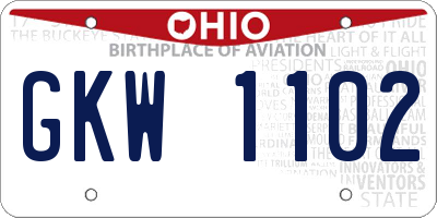 OH license plate GKW1102
