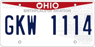 OH license plate GKW1114