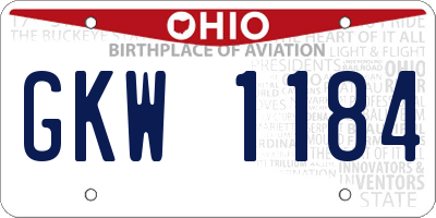OH license plate GKW1184