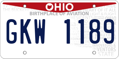 OH license plate GKW1189