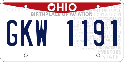 OH license plate GKW1191